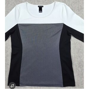 Ann Taylor Womens Top Colorblock Black‎ White 3/4 Sleeve Size Medium